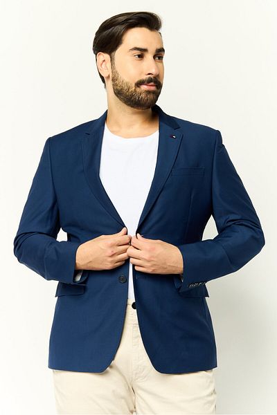 Tommy Hilfiger Men Tailored Fit Solid Formal Blazer Jacket, Navy