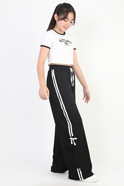 ASYAKİDS CLUB Kız Çocuk Cepli Rahat Kesim Penye Eşofman Altı