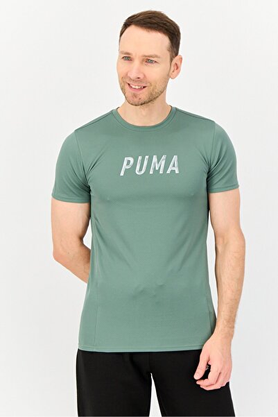 Puma تي شيرت رياضي رجالي بأكمام قصيرة للتدريب، لون رمادي داكن