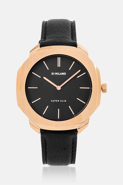 D1 Milano Men SSLJ02 Leather Analog Watch 42 mm, Black