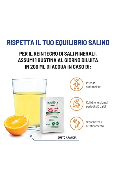 Equilibra Potassium & Magnesium 3, Potent Formula, for Electrolyte Balance, 20 Sachets, EQUILIBRA
