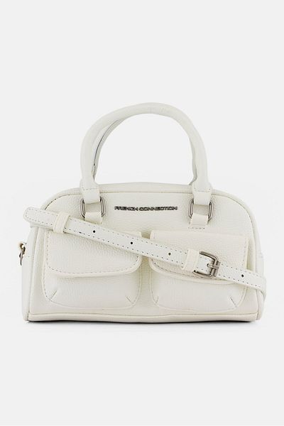 French Connection Women Liza Pebble Satchel Bag, White