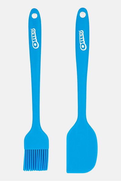 Oreo 2 Pcs Silicon Brush And Spatula Set, Blue