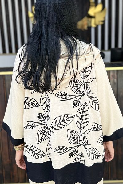 GÖKSEL Embroidered Linen Zipper Stone Large Size