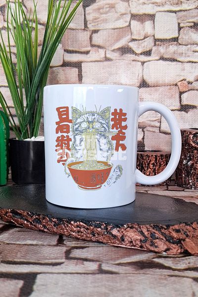 giftkonsept Ramen Cat Noodle 2 Printed Cute Japanese Manga Gift Printed Tea Coffee Presentation Mug Cup