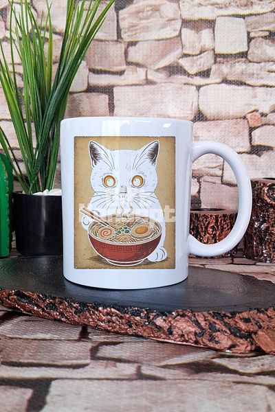 giftkonsept Ramen Cute Cat Printed Japanese Noodle Anime Manga Gift Printed Tea Coffee Presentation Mug Cup