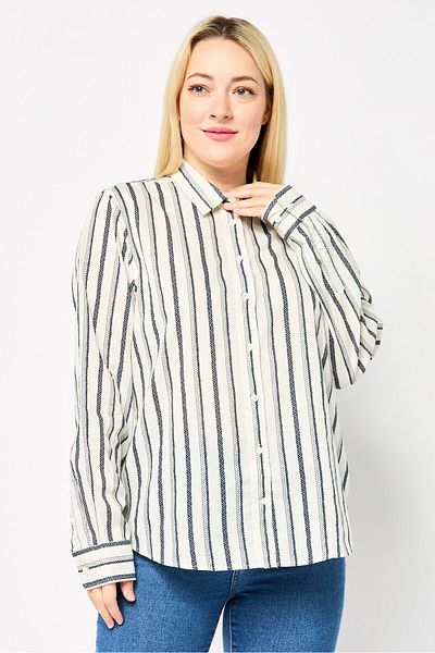 Gant Women Spread Collar Long Sleeve Stripe Shirt, Multicolor