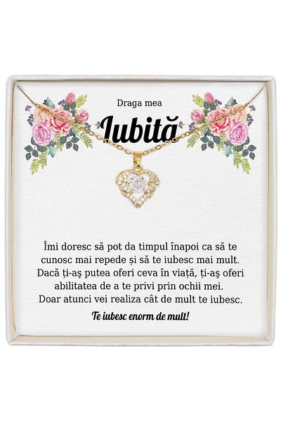 The Jewel Heart Necklace for Girlfriend, Heart With Zircon Crystal, Length 39+5 cm, Special Gift