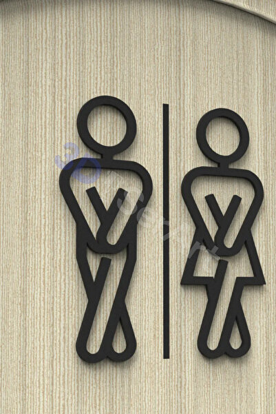 3D SerArt Eğlenceli Ev ve Ofis Tuvalet Kadın Erkek 18 cm İşaretçi Tabela WC