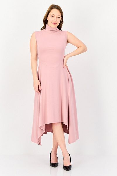 Bebe Women Solid Midi Dress, Mauve