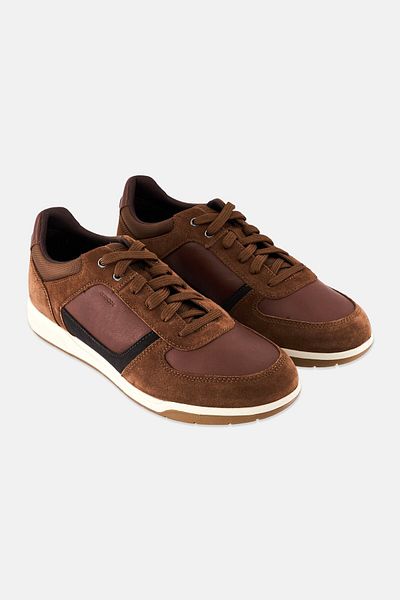 Geox Men U Spherica EC3 Lace Up Sneakers, Brown