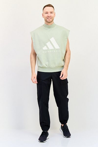 adidas Men Sportswear Fit Sleeveless Basketball Sweatshirt, Light Green