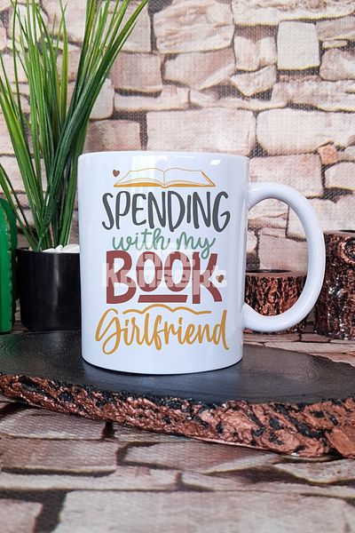 giftkonsept Spending with My Book Girlfriend Written Book Passion Gift Printed Mug Cup