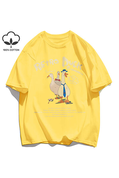 StartMore Y2k Vintage Tişört Tee Retro Ördek Baskı