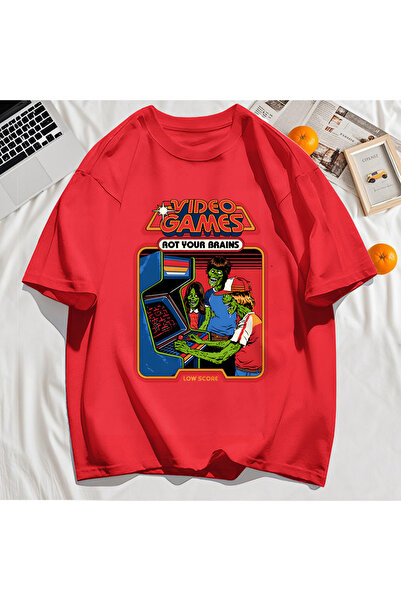 StartMore تي شيرت Y2k Vintage تي شيرت لعبة فيديو Brain Dead Print