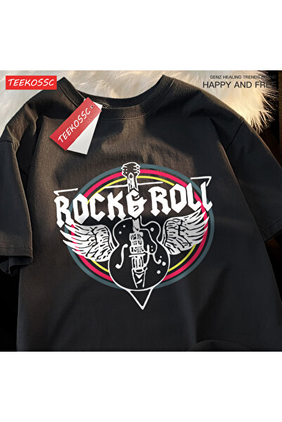 StartMore Y2K Vintage T-Shirt Tee Rock Roll Electric Guitar