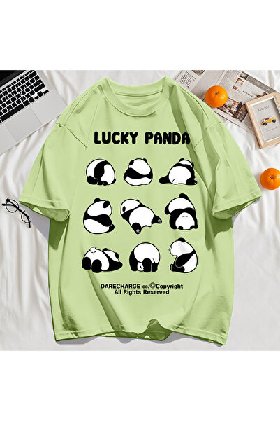 StartMore Y2K Vintage T-Shirt Tee Lucky Panda All Right Reserved Pattern