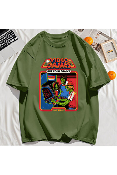 StartMore تي شيرت Y2k Vintage تي شيرت لعبة فيديو Brain Dead Print