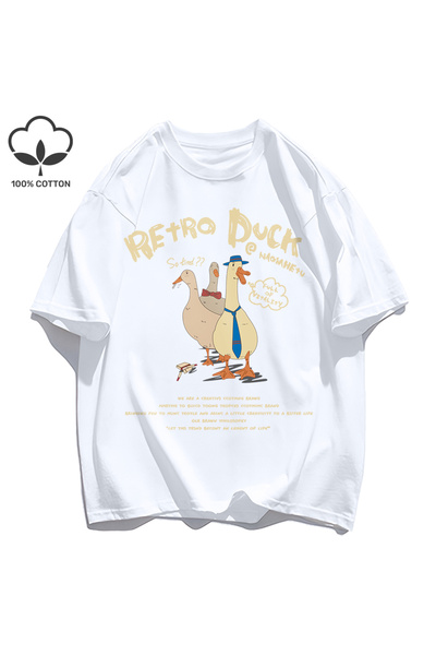 StartMore Y2k Vintage Tişört Tee Retro Ördek Baskı