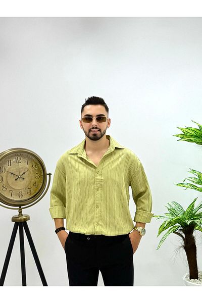 JACK CAPRİO Ανδρικό ριγέ πουκάμισο νέας σεζόν Regular Fit χωρίς κοιλιά ύφασμα Louis