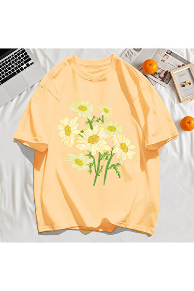 StartMore تي شيرت Y2k Vintage تي شيرت مطبوع عليه زهور صفراء