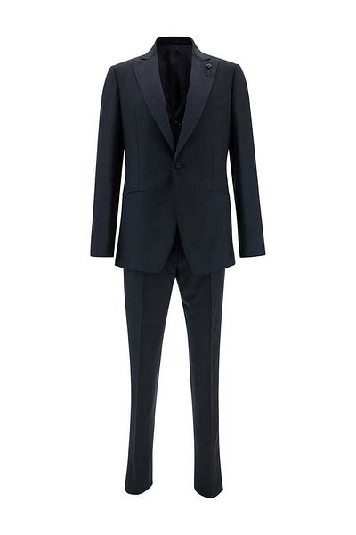 LARDINI Blue Single-Breasted Suit With Peak Revers In Wool Man