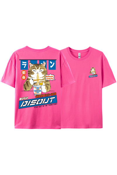 StartMore Y2K Vintage T-Shirt Tee Harajuku Cat Cartoon Eating Noodles