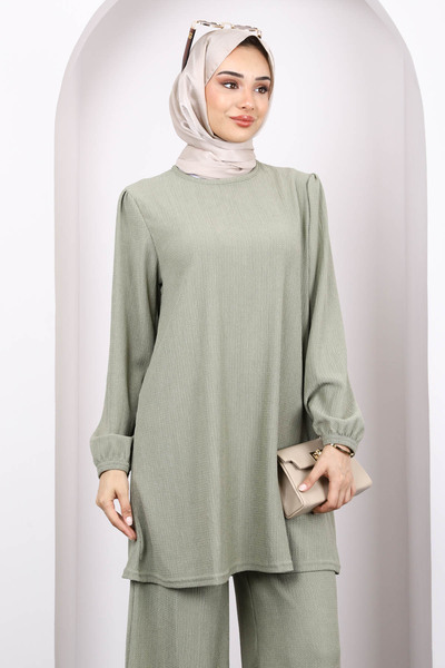 İmajButik Çağla Bürümcük Tunic Pants Set