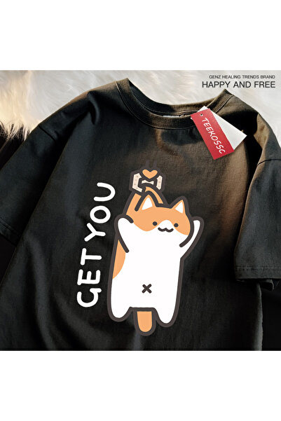StartMore تي شيرت Y2k Vintage Tee Buyer Baby Fun Cat مطبوع ياباني