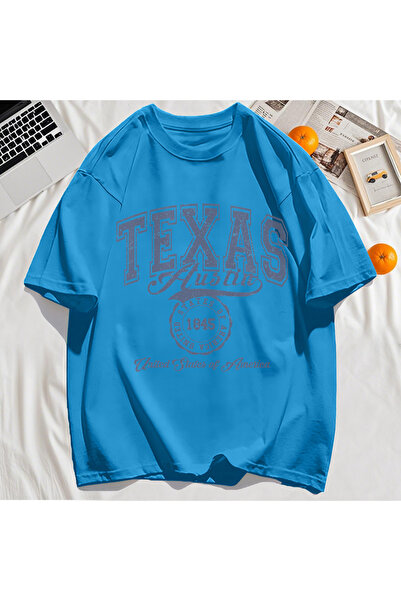 StartMore Y2K Vintage T-Shirt Tee Texas Usa 1845 Hollow Out Art Letter Print