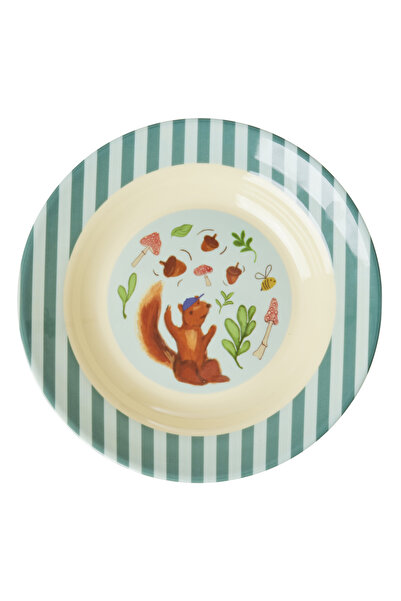 RICE Melamin Çocuk Çukur Tabak - Yeşil Mutlu Orman