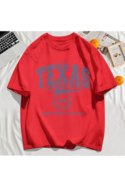 StartMore Y2K Vintage T-Shirt Tee Texas Usa 1845 Hollow Out Art Letter Print