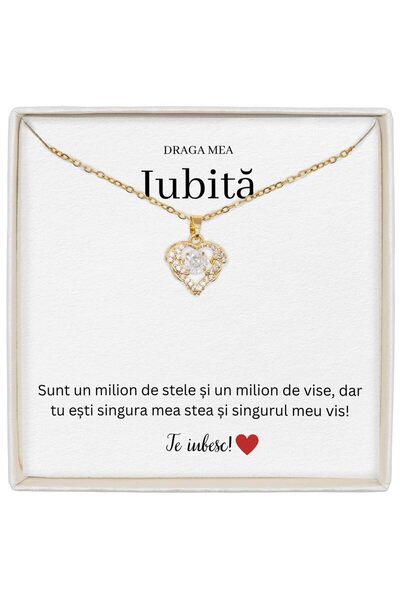 The Jewel Heart Colier Cu Mesaj De Dragoste Pentru Iubită, Inimă Elegantă, Lu...
