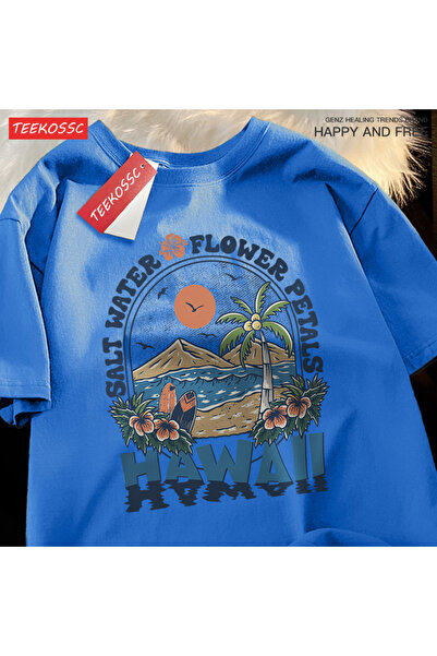 StartMore تي شيرت Y2k Vintage تي شيرت أوراق زهرة الماء المالح هاواي