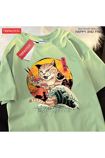 StartMore تي شيرت Y2k Vintage تي شيرت ياباني هاراجوكو ويف سوشي كات