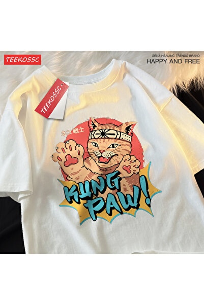 StartMore تي شيرت Y2k Vintage تي شيرت ياباني Harajuku Cat Warrior