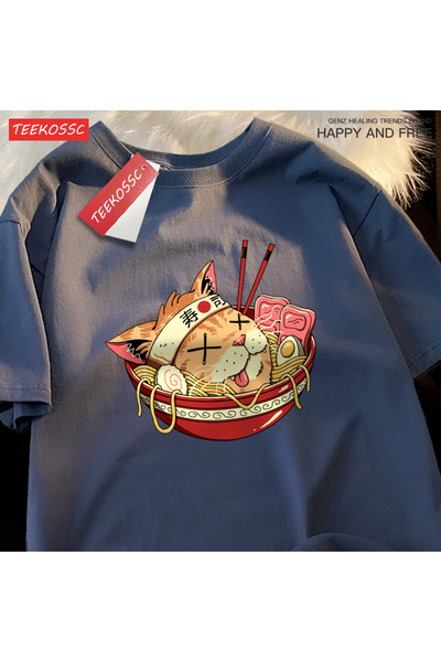 StartMore تي شيرت Y2k Vintage تي شيرت ياباني هاراجوكو سوشي نودلز كات