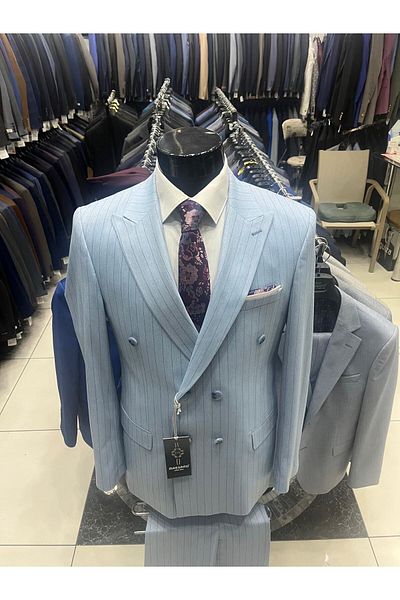 ENRICO MASAROTTI Striped Double-breasted Suit