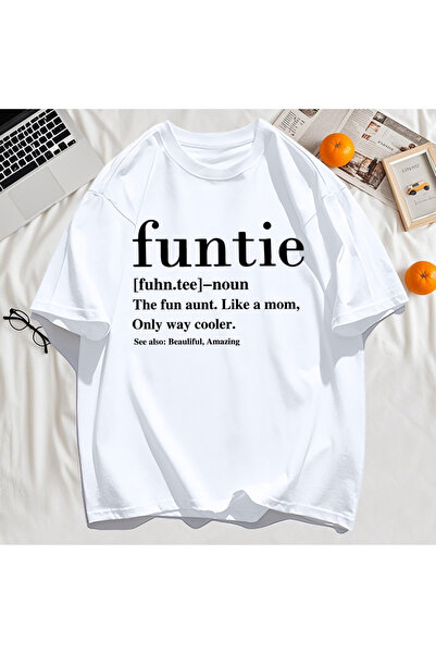 StartMore تي شيرت Y2k Vintage تي شيرت Funtie Aunt Like Mom Fun مطبوع