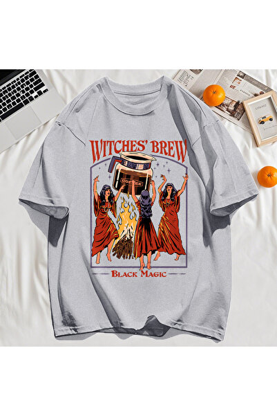 StartMore تي شيرت Y2k Vintage تي شيرت Halloween Brew Black Magic Print