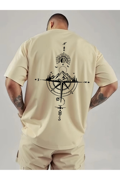 StartMore تي شيرت Y2k Vintage مطبوع عليه بوصلة