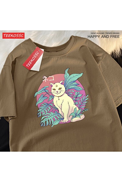 StartMore تي شيرت Y2k Vintage تي شيرت ياباني هاراجوكو على شكل قطة هلالية