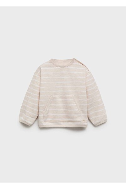 MANGO Baby Düğme detaylı çizgili sweatshirt