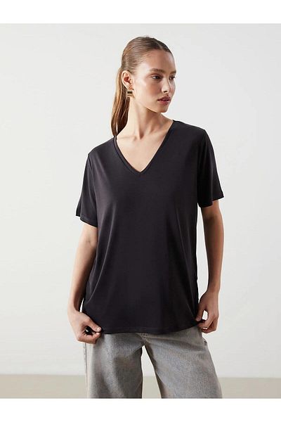 LC Waikiki Tricou pentru femei Lcwaikiki Classic cu decolteu în V (S5)