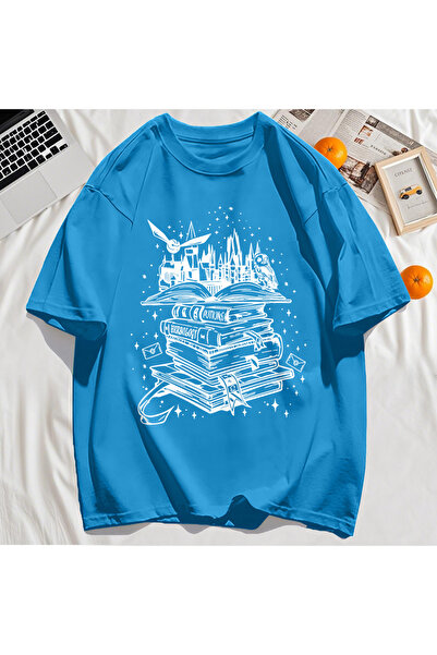 StartMore Y2K Vintage T-Shirt Tee Many Books and Flying Birds Print