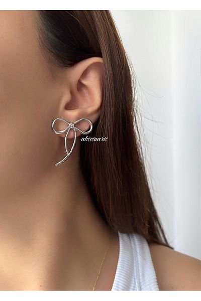 aksesuaris Thin Bow Dangle Women's Earrings