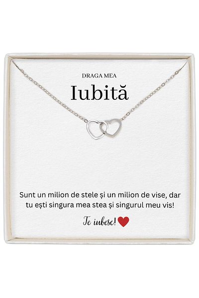 The Jewel Heart Jewelry For Girlfriend, Silver Interlocking Hearts, Fine And Delicate Necklace, 39+5 cm