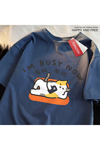 StartMore تي شيرت Y2k Vintage تي شيرت Im Bust Now Lay مطبوع عليه قطة عادية
