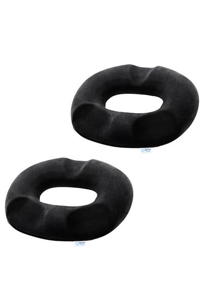 BETTER POSTURE Pack of 2 orthopedic hemorrhoid seat cushions Pro, Black, 45 x 41 x 8 cm