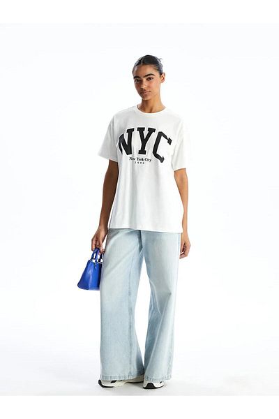 LC Waikiki Tricou pentru femei XSIDE Crew Neck New York imprimat (S5)